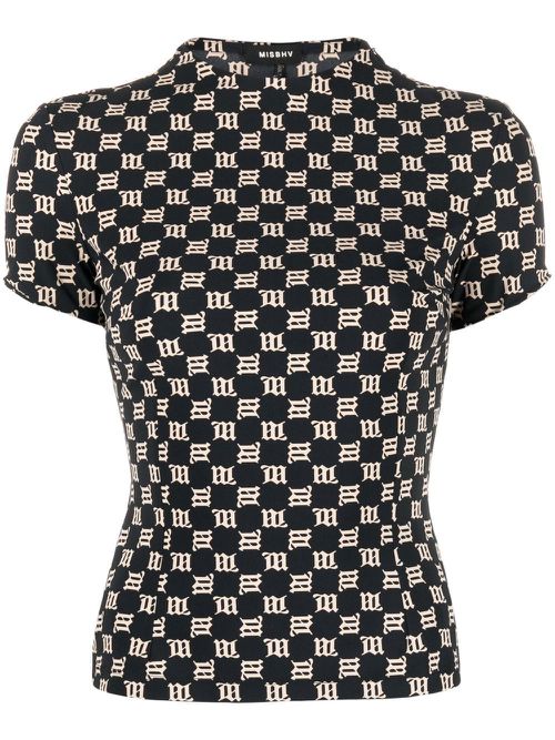 Monogram-print slim T-shirt - Black