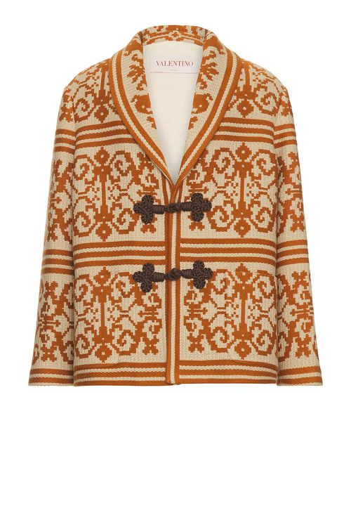 Valentino Shawl Jacket in Brown & Latte - Brown.  50 also in