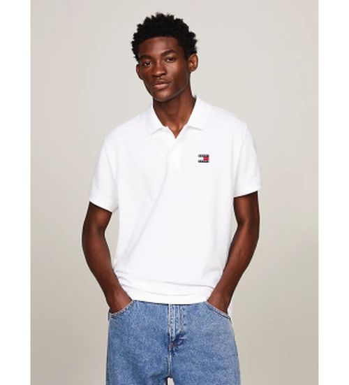 Tommy Jeans for man. DM0DM18314 Regular fit polo shirt with white Tommy patch (S), Casual, Cotton, Short sleeve