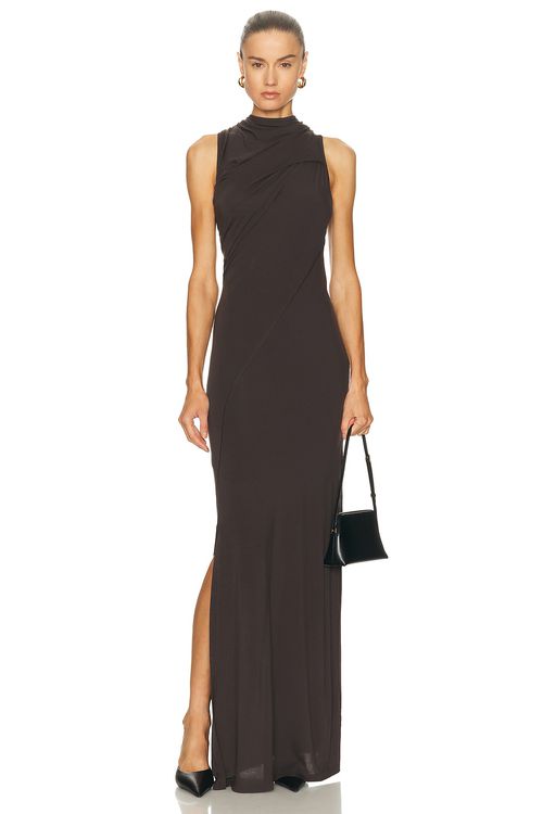 Helmut Lang Wind Maxi Dress in Dark Roast - Brown. L also in XS