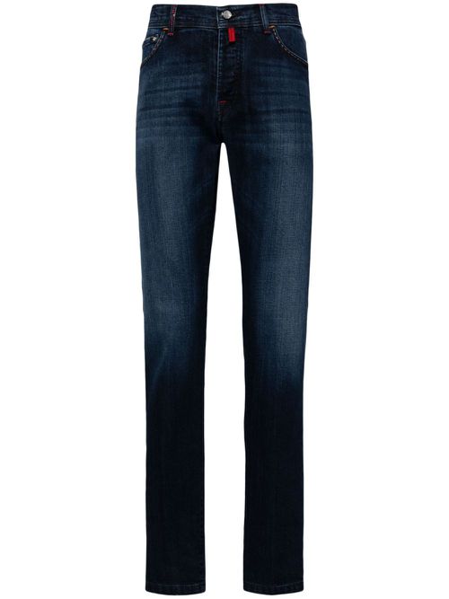 Logo-embroidered straight-leg jeans - Blue