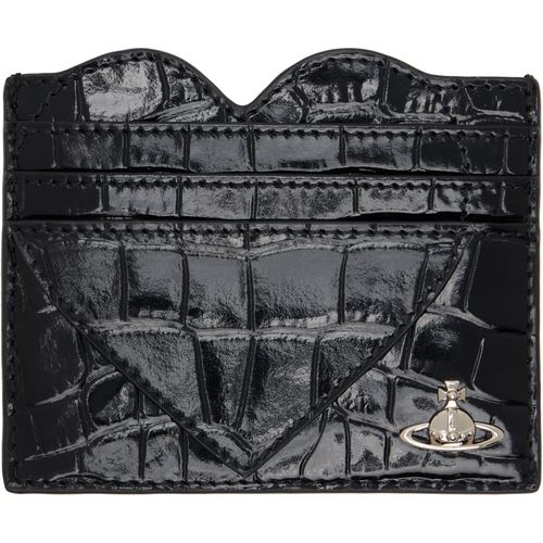 Black Croc Heart Card Holder