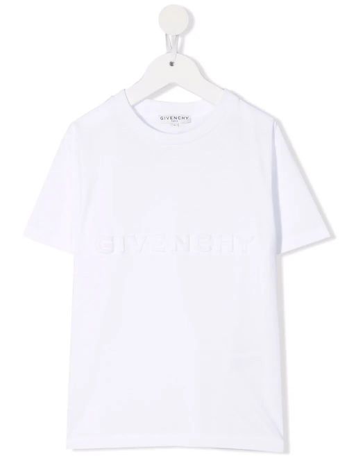 Kids White T-shirt With Tone-on-tone Embossed Logo And 4g Motif