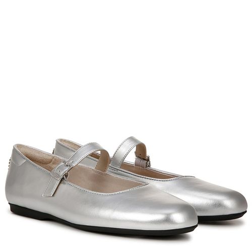 Women's Wexley Mary Jane Ballet Flat Shoes (Silver Faux Leather)