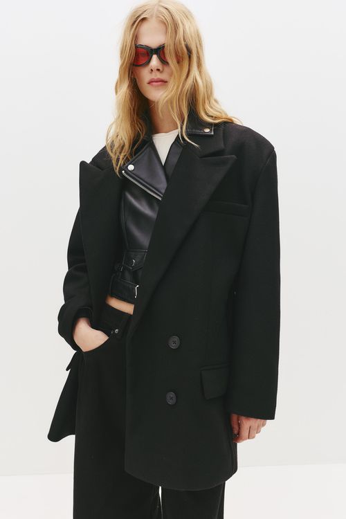 Short Woolly Fabric Coat