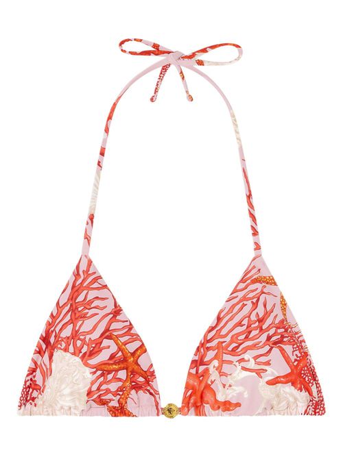 Sea motif print bikini top - Red