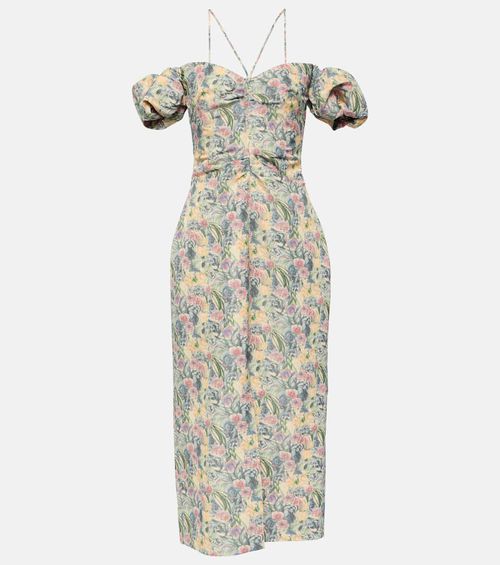 Ruched off-shoulder midi dress