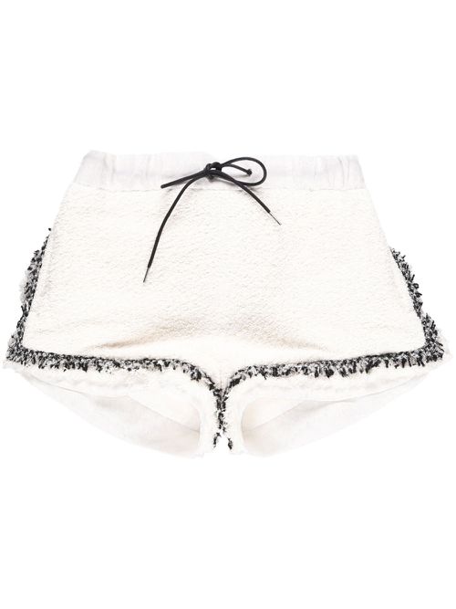 High-waisted tweed shorts - OFF WHITE