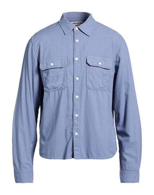 Man Shirt Slate blue Size L Cotton, Viscose