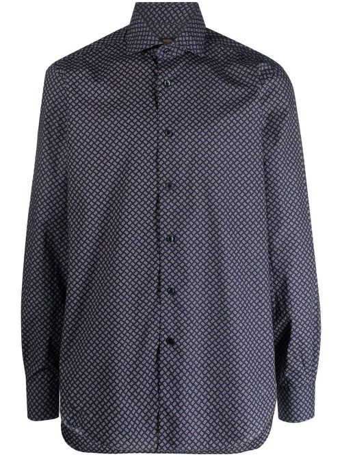 Geometric micro-pattern shirt - Blue