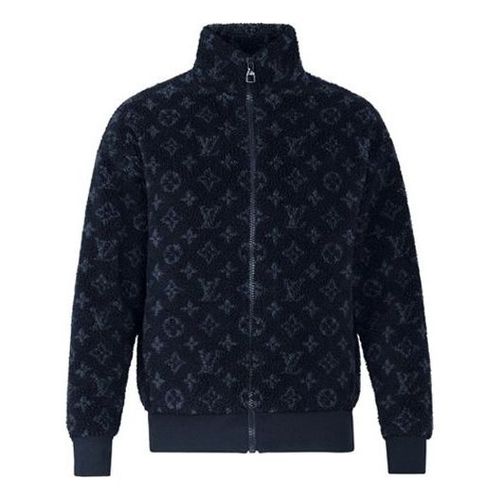 LV Monogram Jacquard Fleece Zip-Through Jacket Blue