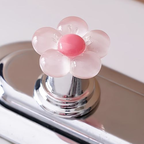TEMU Cartoon Floral Toilet Flush Handle - , Stylish Bathroom Accessory For , Fit With Long Nail Manicure Compatibility