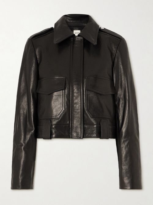 Cordelia Cropped Leather Jacket - Black