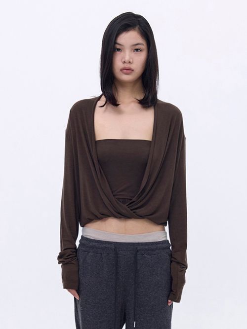 Slouchy Wrap Top _ Brown