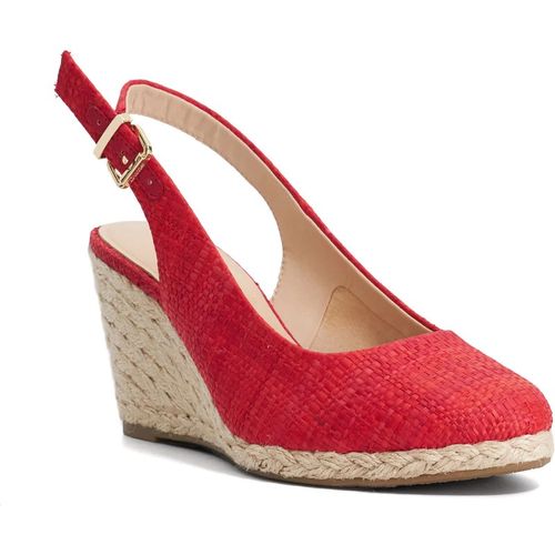 Dune London Womens Ladies Capable - Leather Jute Wedge Heel Sandals - Red
