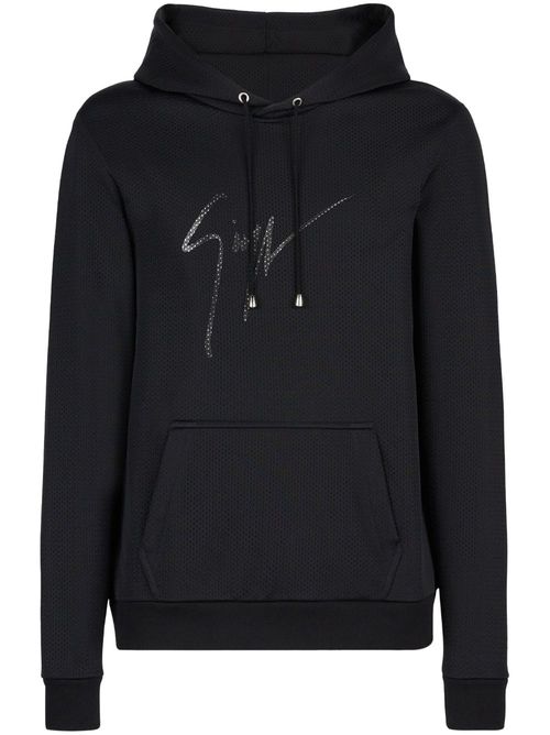 Logo-print cotton hoodie - Black