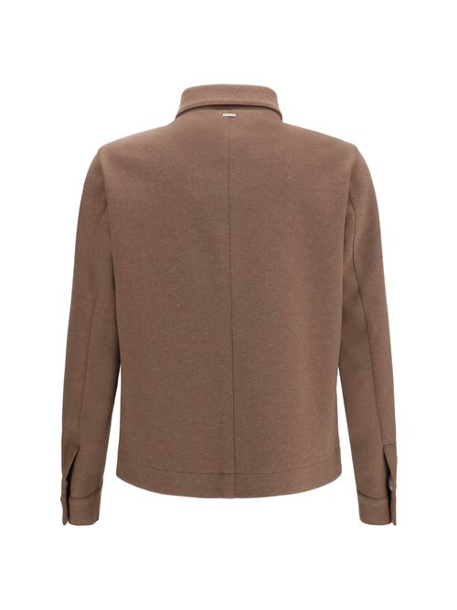 Snap-Button Polyester Jacket — Brown