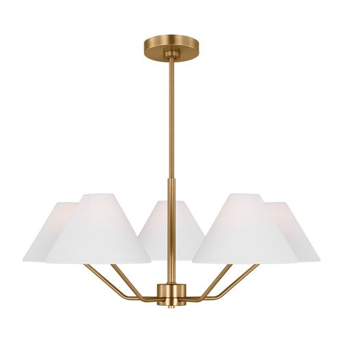 Satin Brass Five Light Chandelier from the Burke Collection