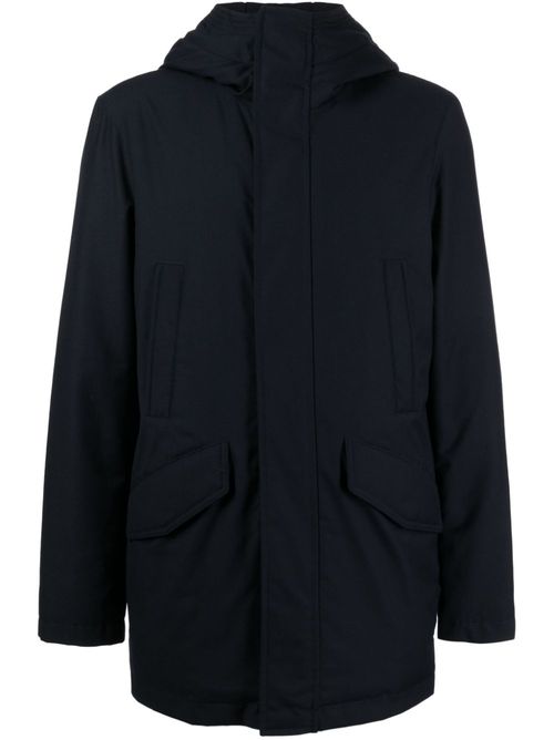 Zip-up hooded parka coat - Blue