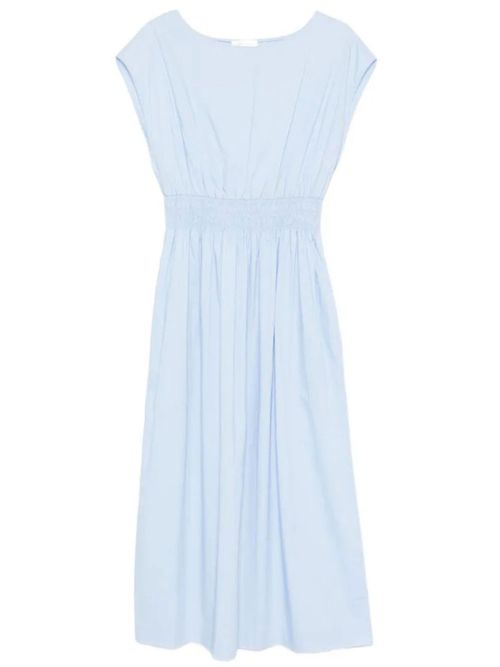 Blue Boat Neck Midi Dress