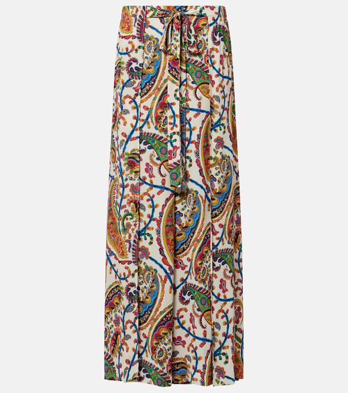 Paisley pleated maxi skirt