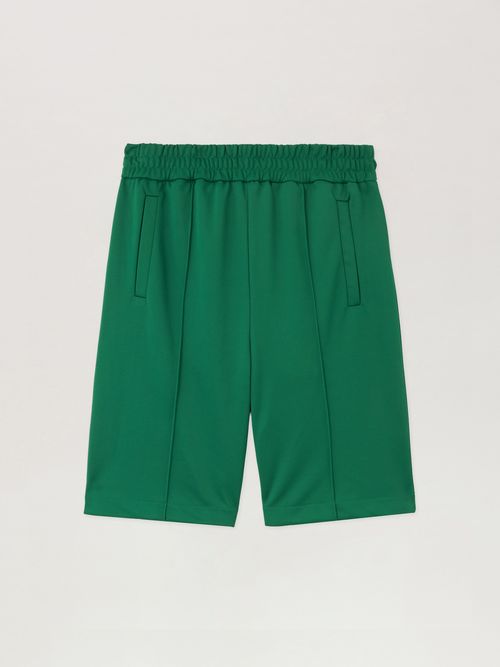 B Curved Logo Track Shorts Man  Green Black