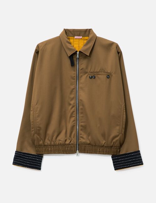 Brown Chore Jacket With Stand Collar