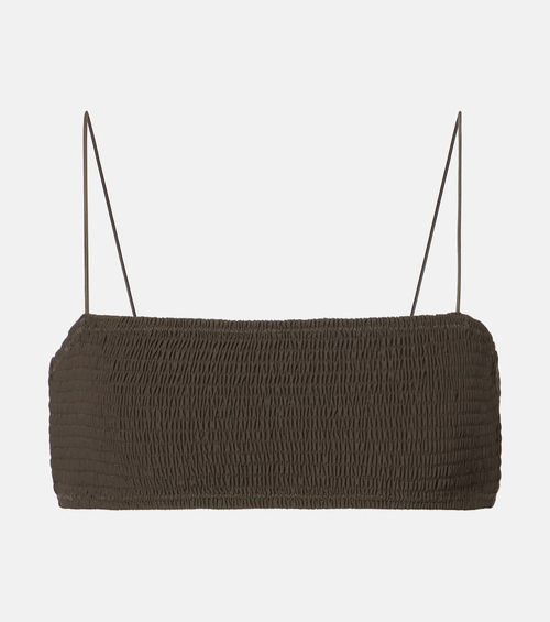 Shirred jersey bikini top