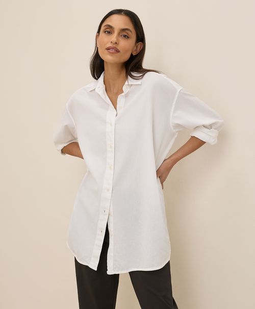 Women's White Sunset Lightweight Cotton Oversized Shirt