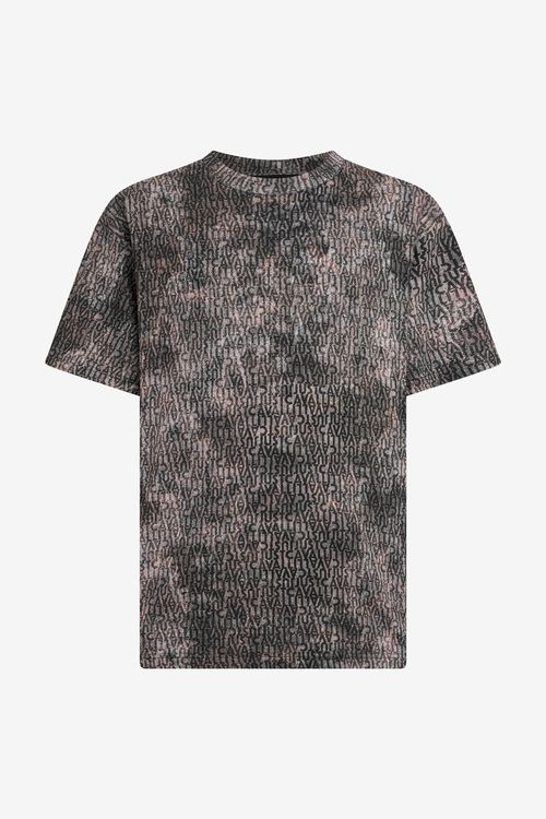 Faded Effect T-shirt With All-over Lettering