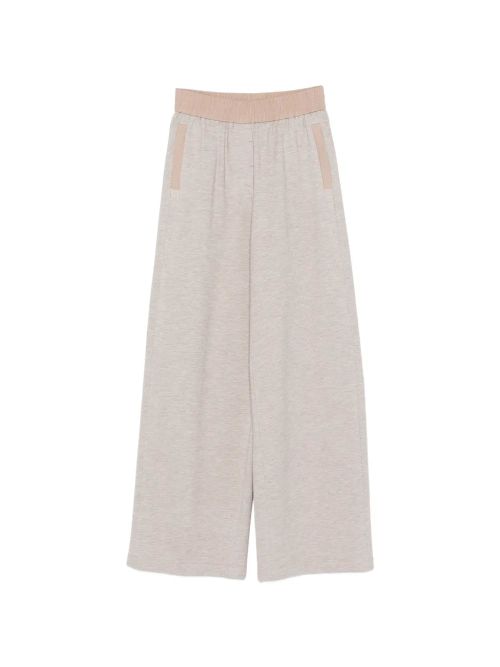 Elasticated Waistband Track Pants — Beige