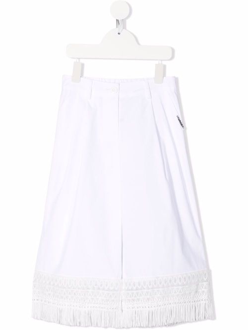 Frayed-hem wide-leg trousers - White
