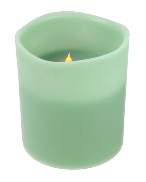 Northlight 8In Sage Green Battery Operated Flameless Led Lighted 3-Wick Flickering Wax Christmas Pillar Candle