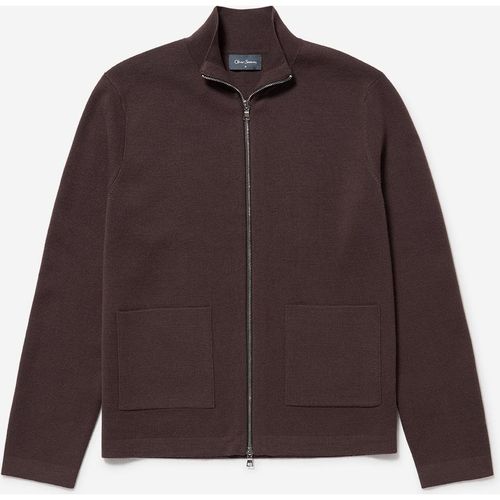 Oliver Sweeney Mens Knitted Merino Wool Blend Jacket - Beige - X-Large