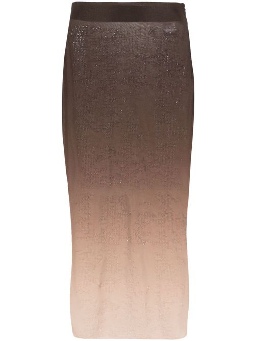 Rhinestone-embellished midi skirt - Brown