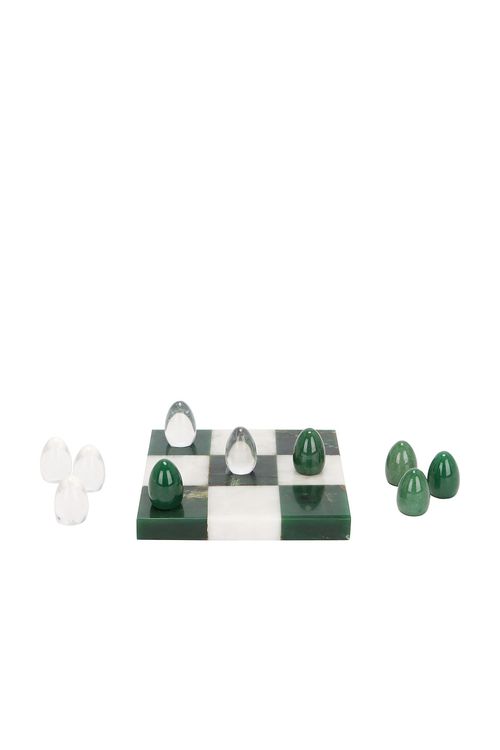 Loren Stewart Tic Tac Toe Set in Glass & Green Agate - Green.  a