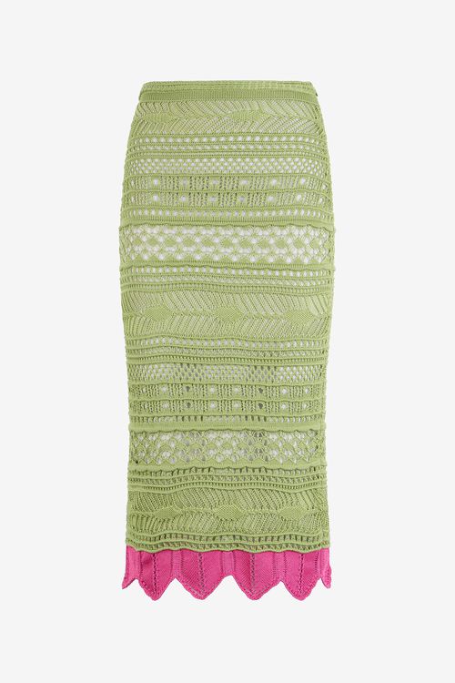 Midi Knit Skirt With Contrast Detail
