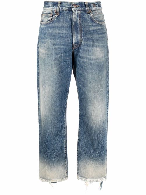 Kelly cropped distressed-hem jeans - Blue