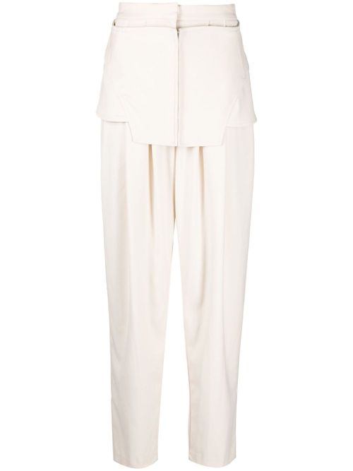 Layered-detail high-waist trousers - Neutrals