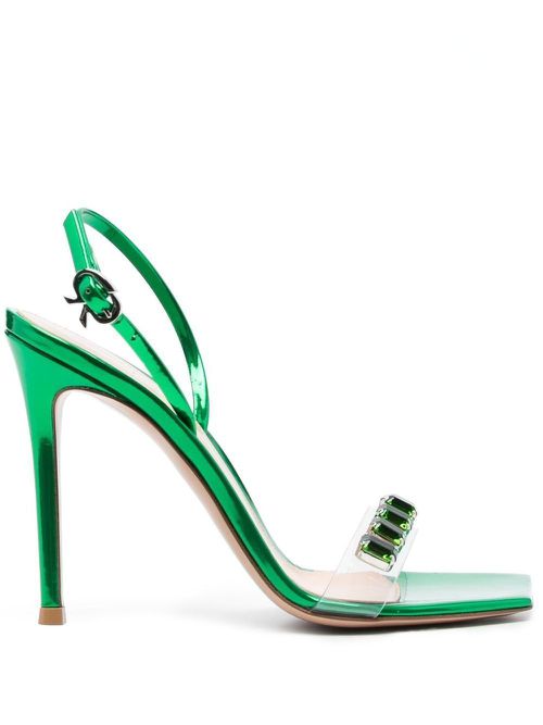 Gianvito Rossi Women's Ribbon Candy Sandal in Trasp Green | Size 36 | G32215.15RIC.PLMTRGR