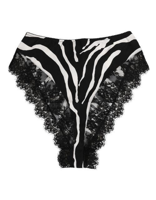 Silk Zebra-Print Lace Bodysuit — Black