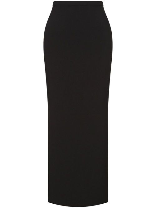 Side-slit long straight skirt - Black
