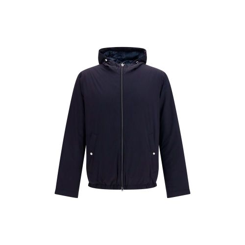 Goose Down Hooded Jacket — Navy