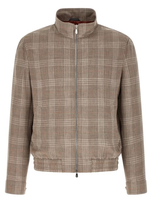 Tartan Wool Blend Jacket — Beige