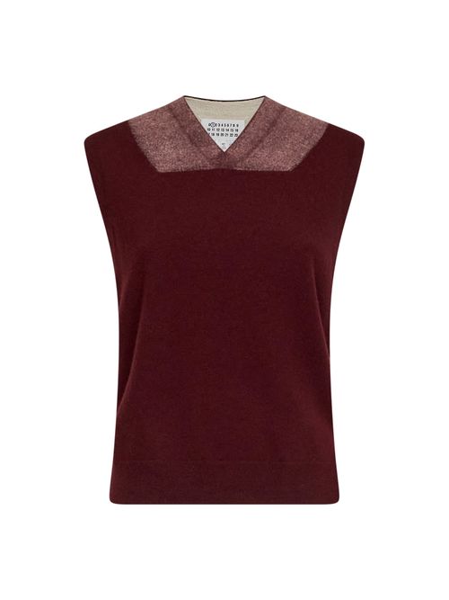 Virgin Wool Knit Vest — Burgundy