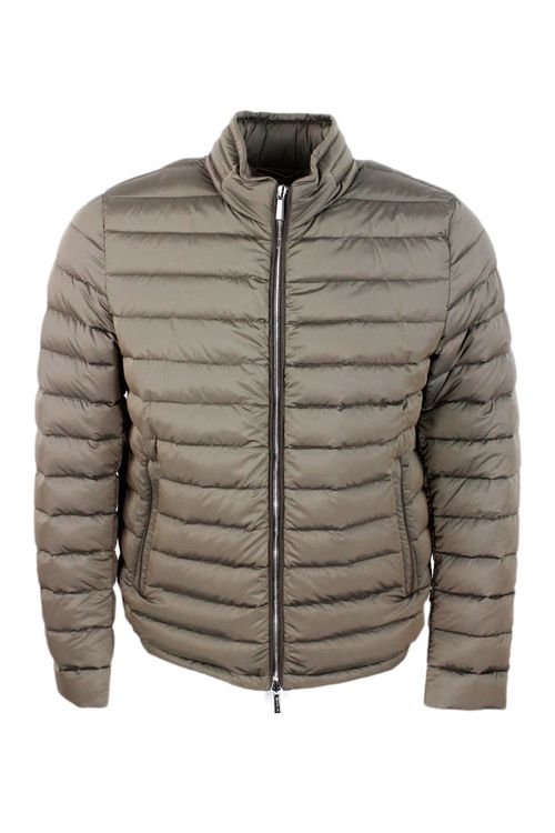 Bomber Jacket With Light Padding, Collar With Hidden Zip With Extractable Hood. Zip Closure