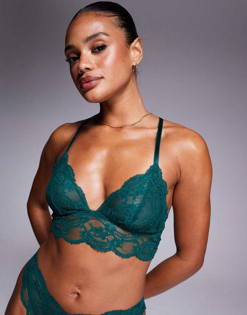 Lola lace longline bralette in forest green