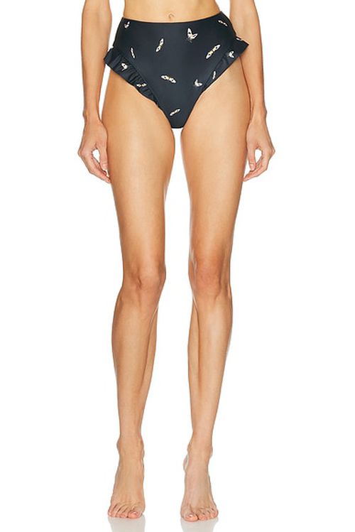 Agua by Agua Bendita Jengibre Bikini Bottom in Azucar - Black. M also in XS