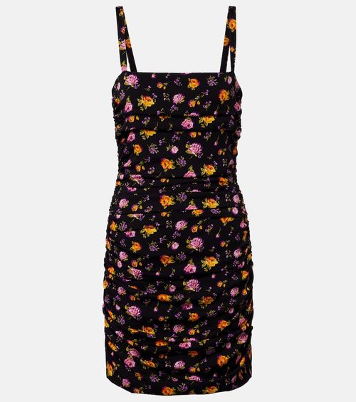 Floral silk-blend charmeuse minidress