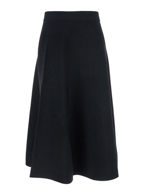 Black Solid Midi Skirt